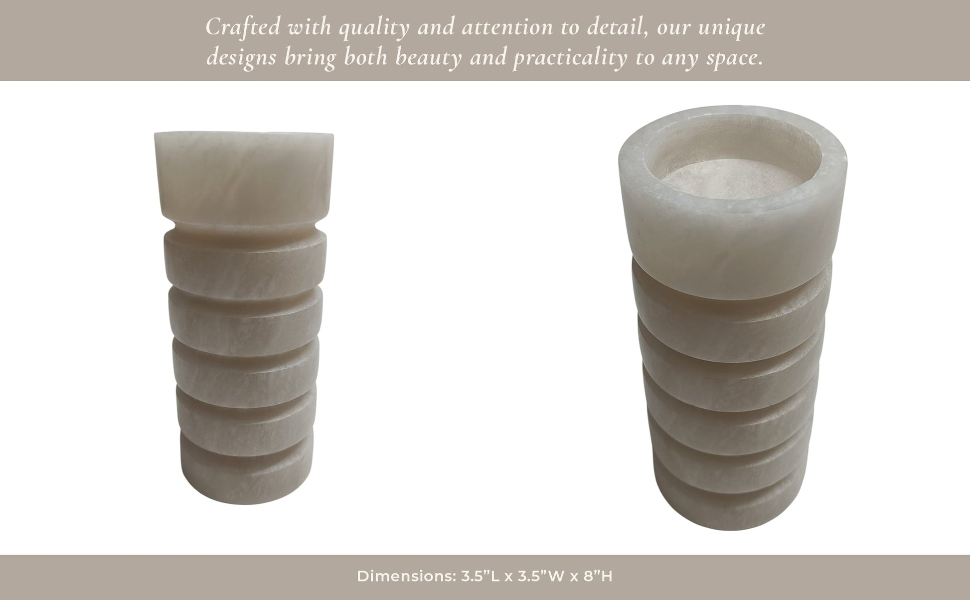 8" Solica Small Alibaster Candleholder Candle Holders| Sagebrook Home