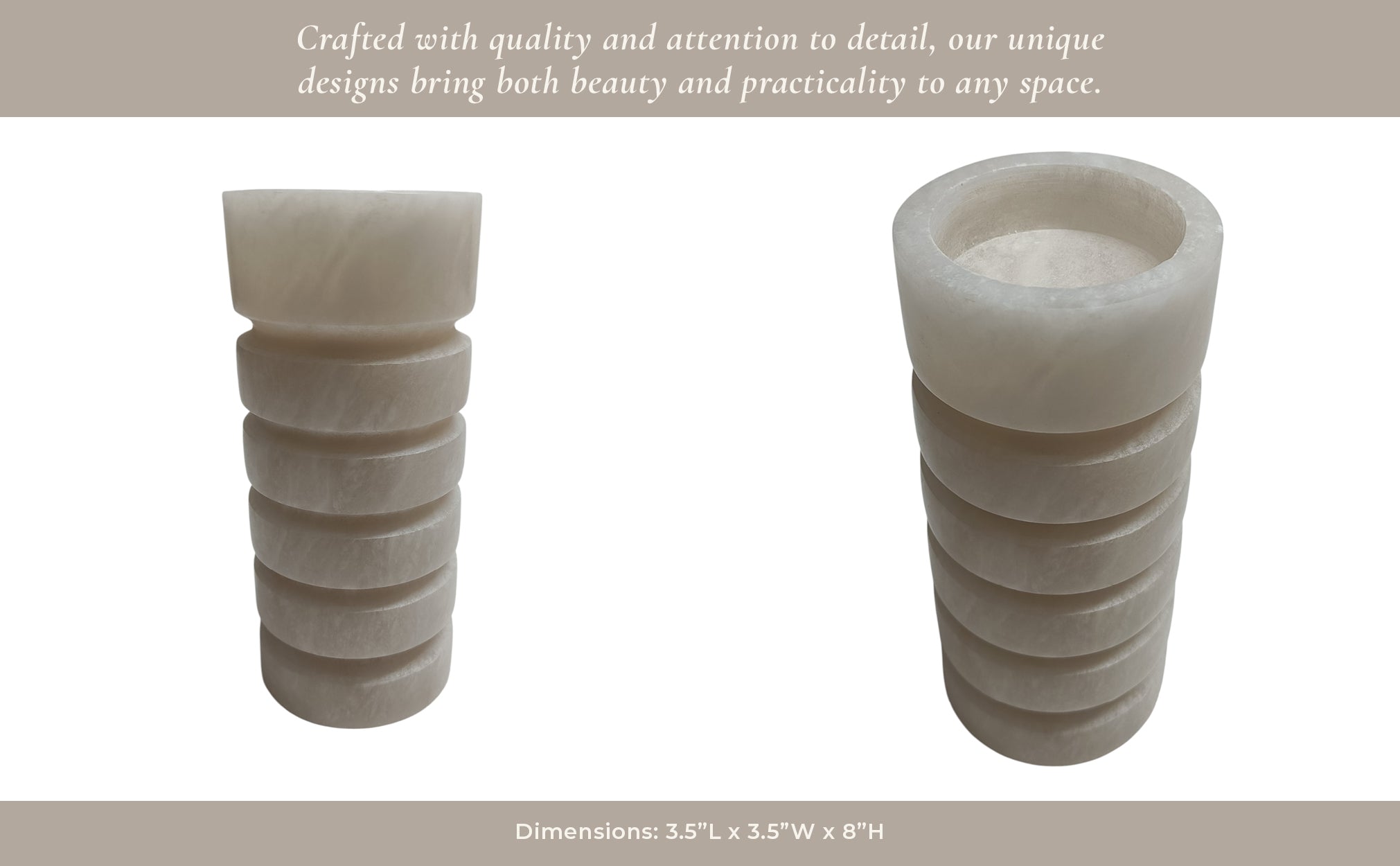 8" Solica Small Alibaster Candleholder Candle Holders| Sagebrook Home