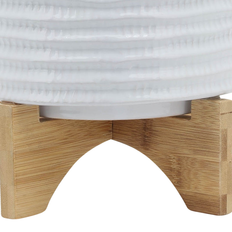 8" TEXTURED PLANTER W/ STAND, WHITE - Al Rugaib Furniture