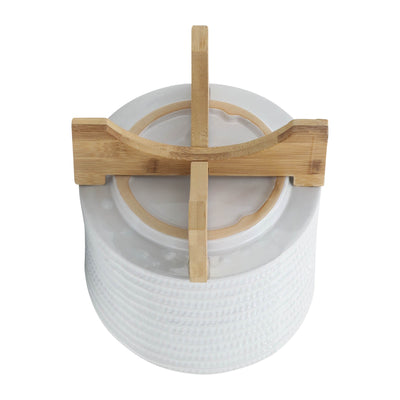 8" TEXTURED PLANTER W/ STAND, WHITE - Al Rugaib Furniture