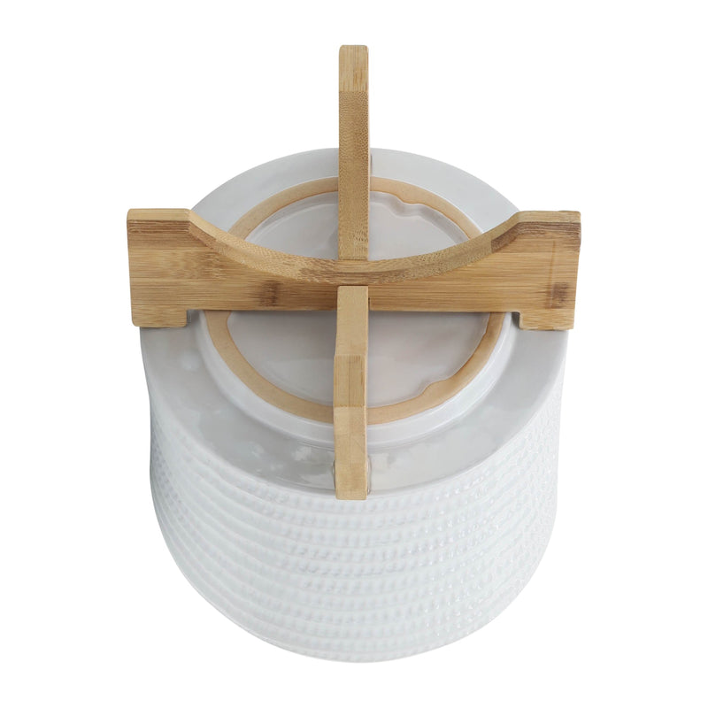 8" TEXTURED PLANTER W/ STAND, WHITE - Al Rugaib Furniture