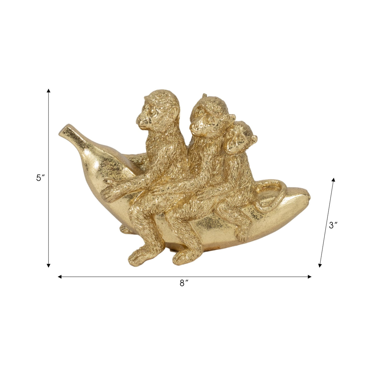 8" Three Monkeys On Banana, Gold Table Decors| Sagebrook Home