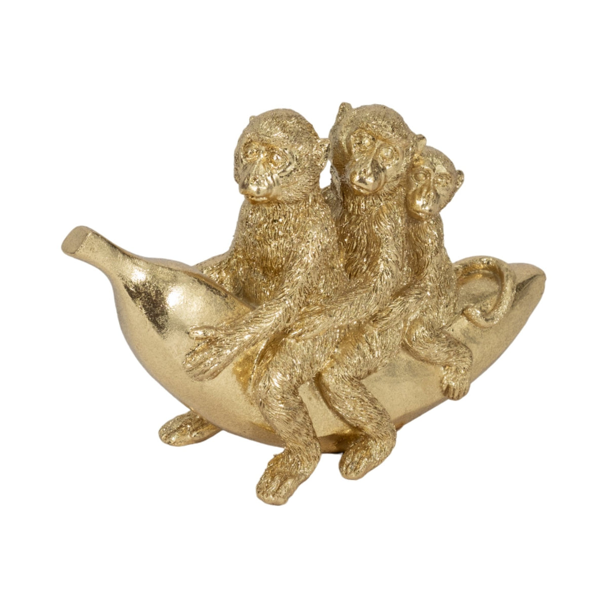 8" Three Monkeys On Banana, Gold Table Decors| Sagebrook Home