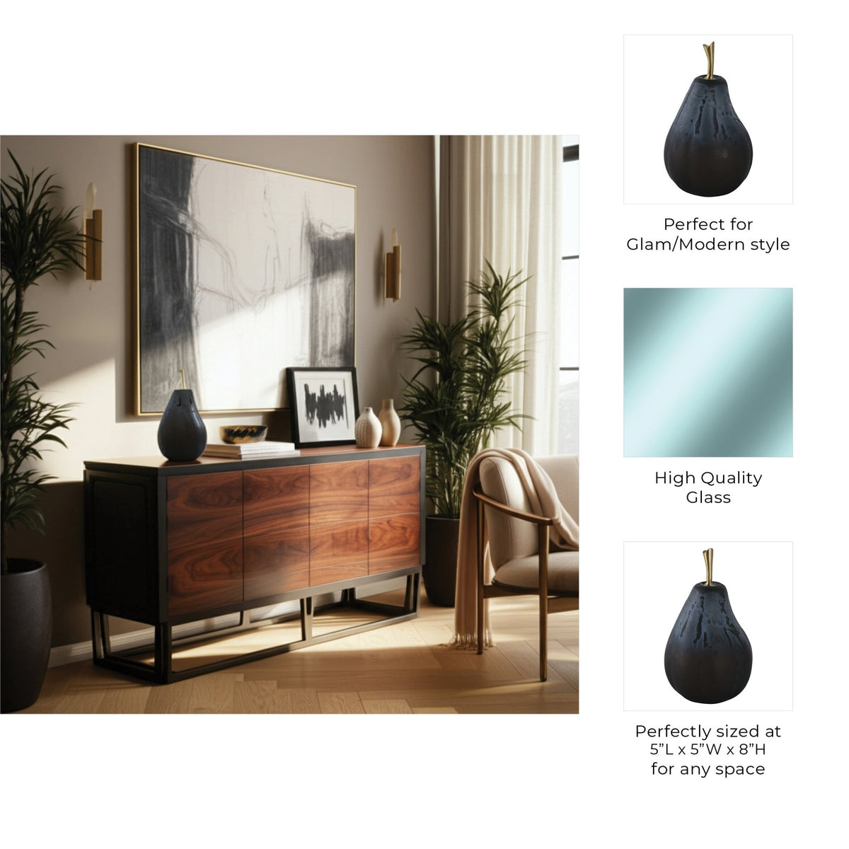 8" Tiverton Small Glass Pear, Multi Table Decors| Sagebrook Home