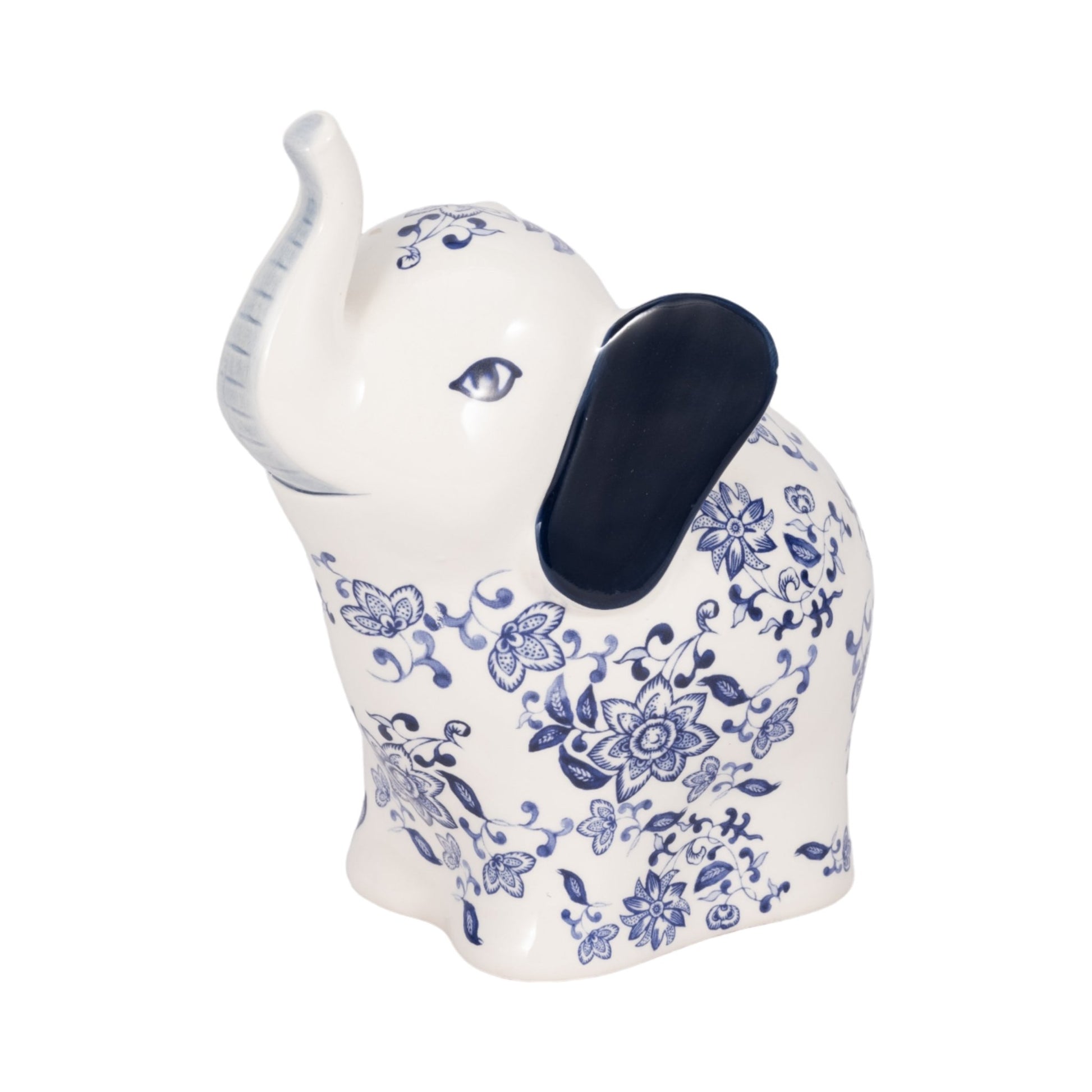 8" Trunk Up Chinoiserie Elephant, Blue/white Table Decors| Sagebrook Home