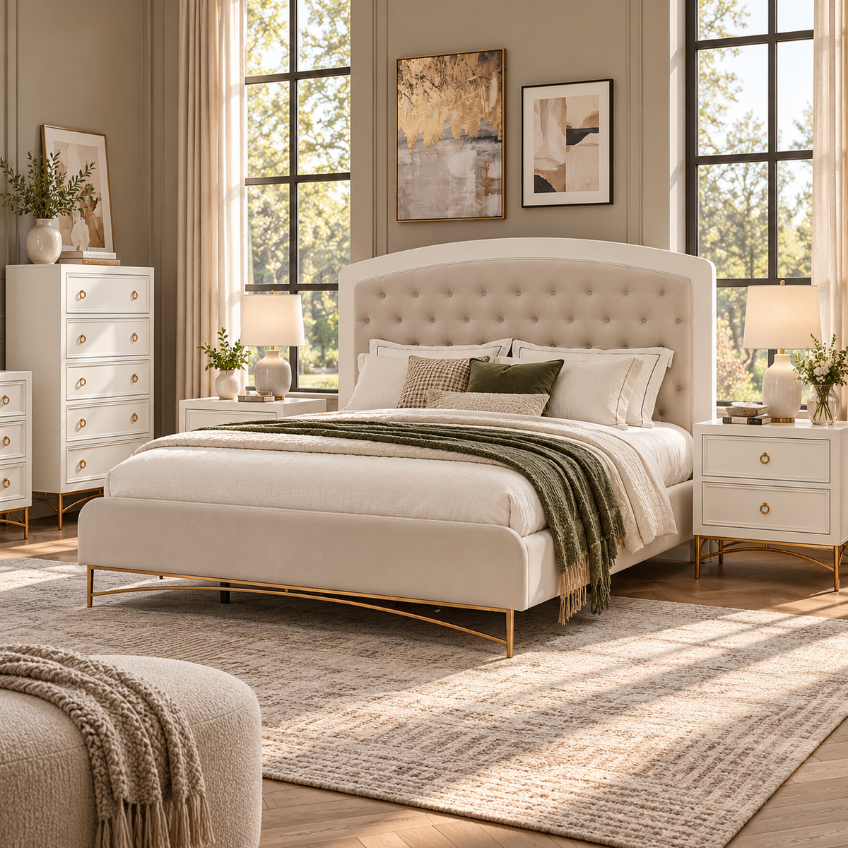 WHITE PEARL KING BED - King