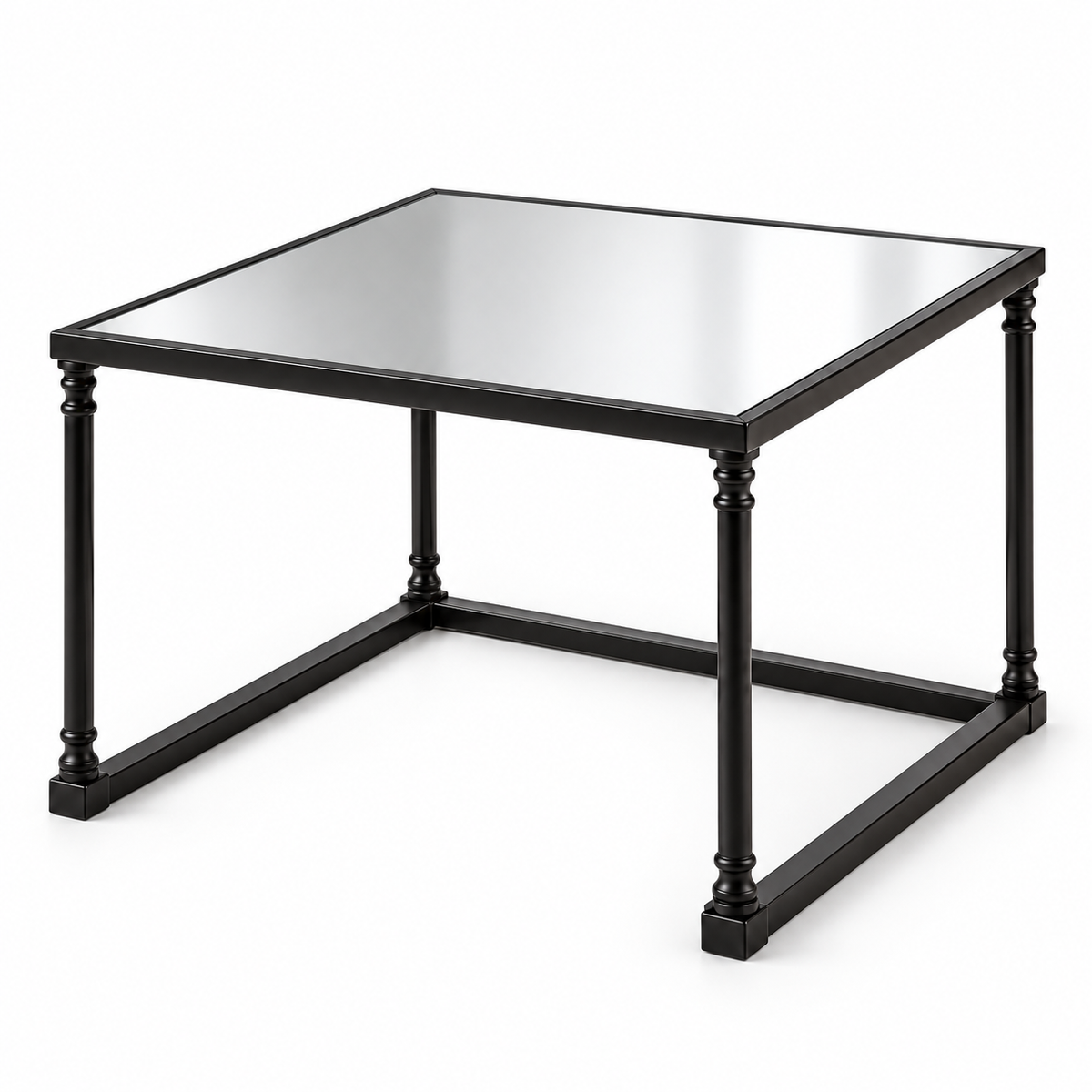 Henzler 62 W x 46 H x 63 D Black Nesting Nesting Table with Mirror Top