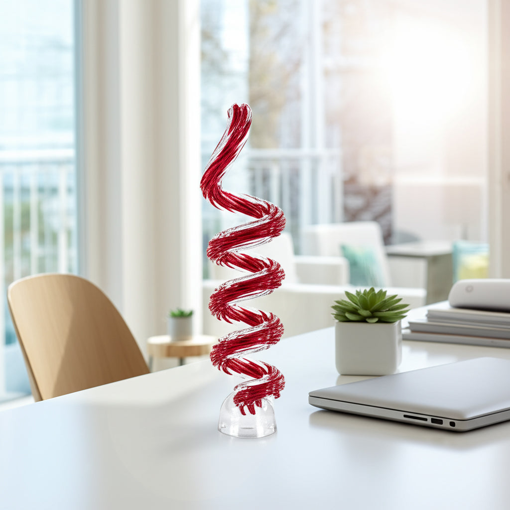 نحت الشريط الزجاجي الأسود / الأحمر لشامير Shamir Black/Red Glass Ribbon Sculpture