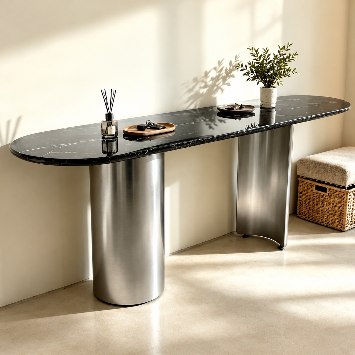 Twirl Black Silver Bar Table-152 Cm
