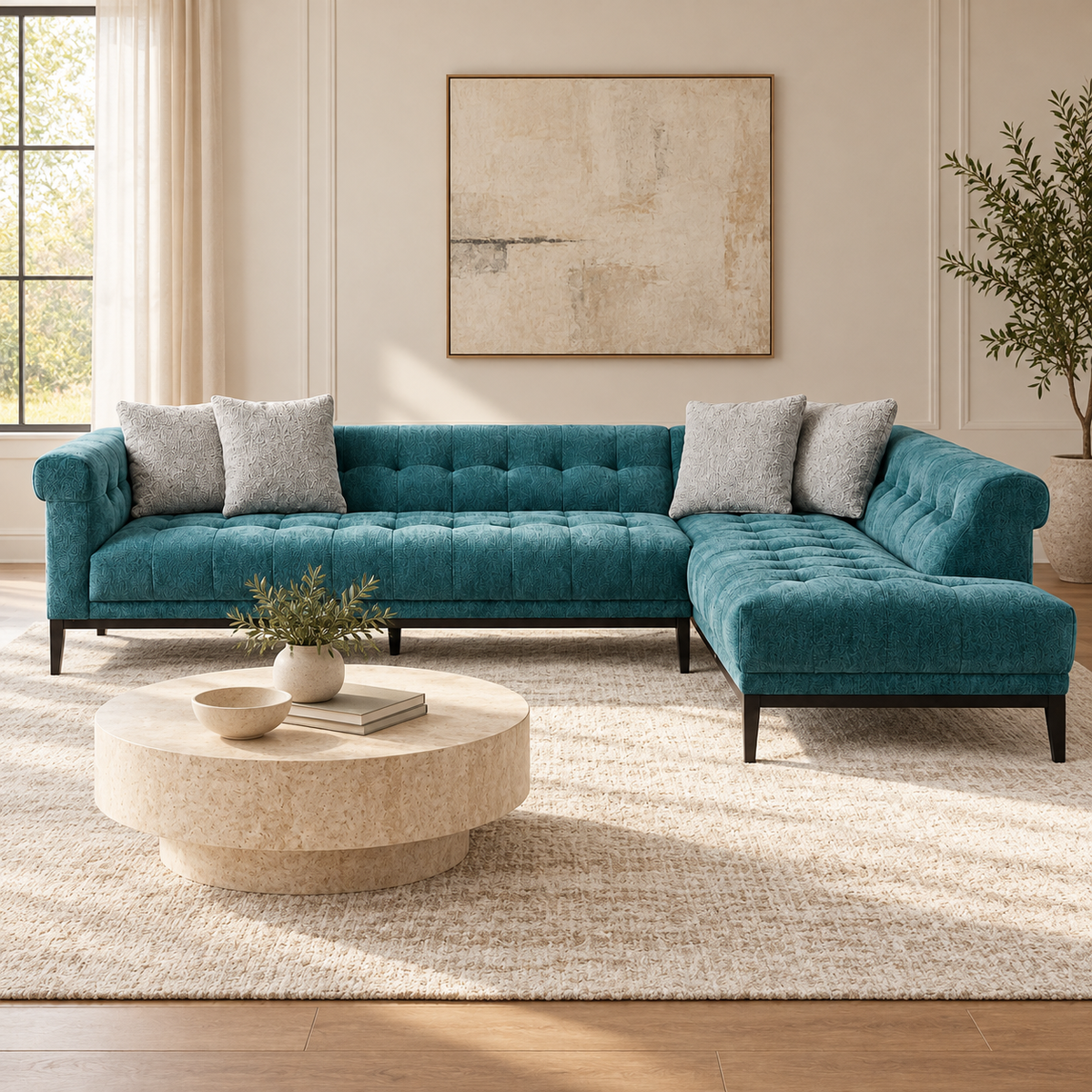 Agate Deep Teal Right Chaise Sectional