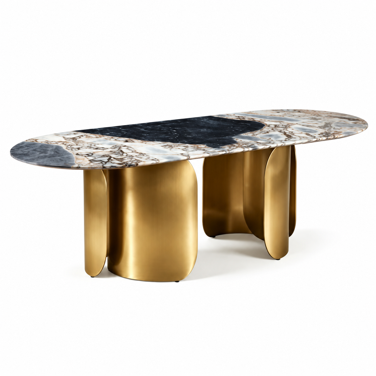 Twirl Ocean Storm Gold Dining Table-270 Cm