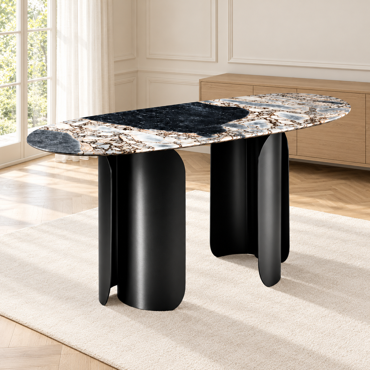 Twirl Ocean storm Black Bar Table - 152 Cm TOP