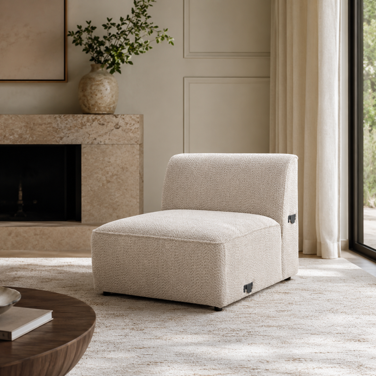Raya Beige Armless Chair