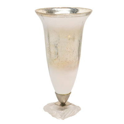 مزهرية زجاجية بقاعدة أكريليك ، فضية KD GLASS VASE W/ ACRYLIC BASE, SILVER KD