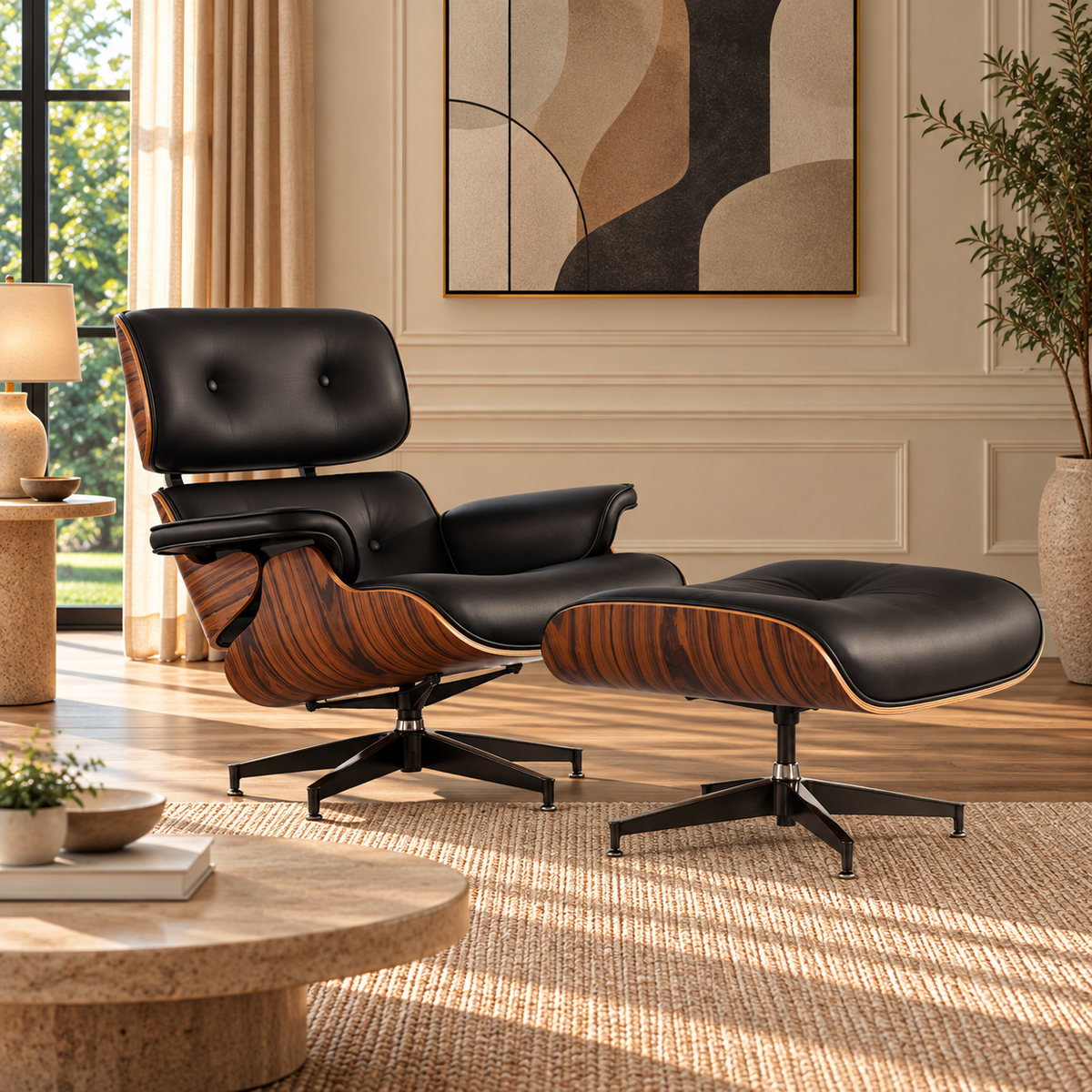 Palisander Wood Lounge Chair - Slate Gray