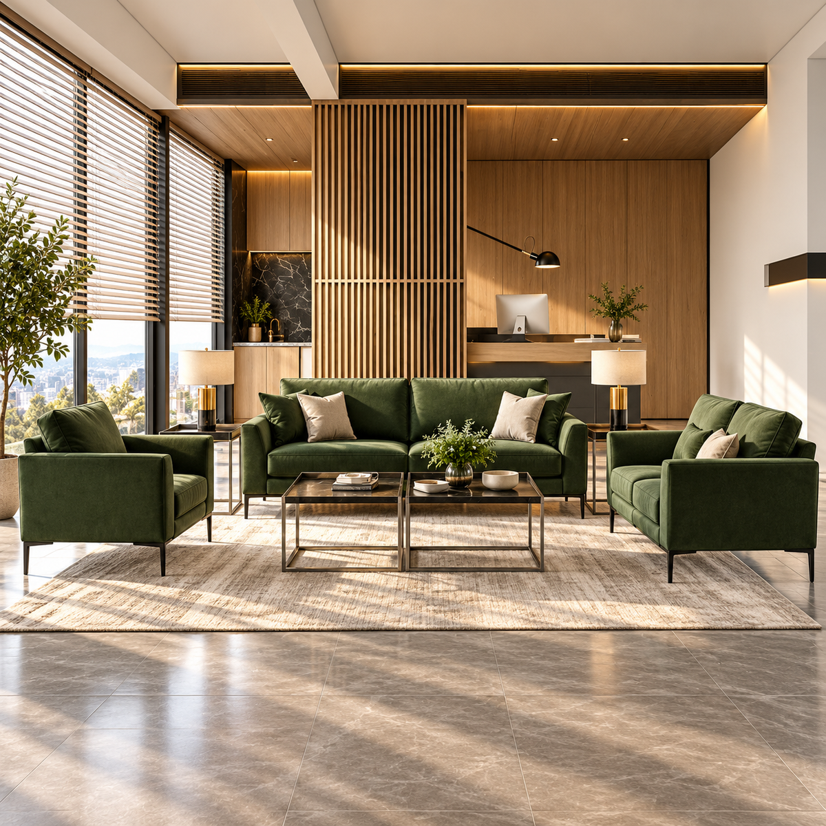 Dallas Living Room Set - Dark Olive Green