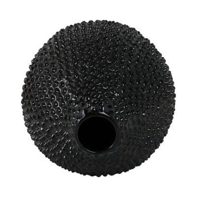 EC, GLOSS BLACK SPIKED CERAMIC VASE 8