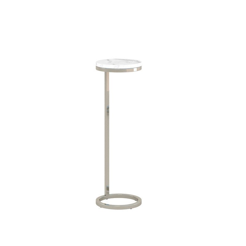 8Inch Plated Nickel Martini Round Table With Carrara Marble Accent & End Tables| Roots Furniture