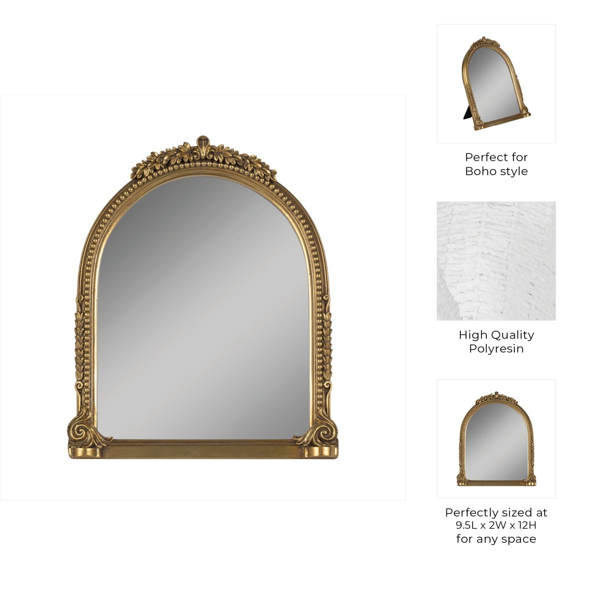 8x10 Ornate Arch Photo Frame, Gold Table Decors| Sagebrook Home