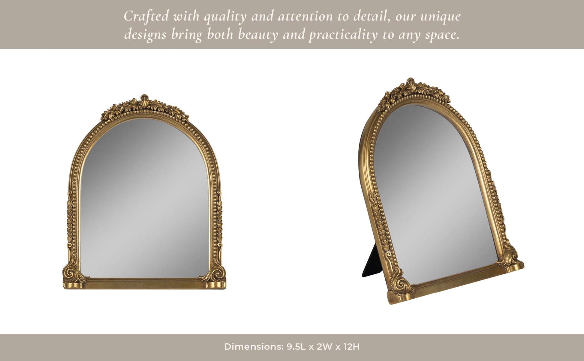 8x10 Ornate Arch Photo Frame, Gold Table Decors| Sagebrook Home