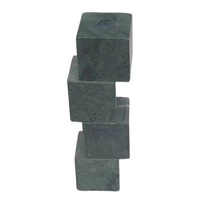 8x3" Stacked Cube Marble Taper Holder, Green - Al Rugaib Furniture