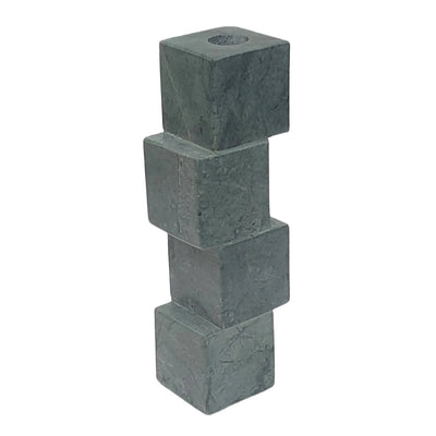 8x3" Stacked Cube Marble Taper Holder, Green - Al Rugaib Furniture