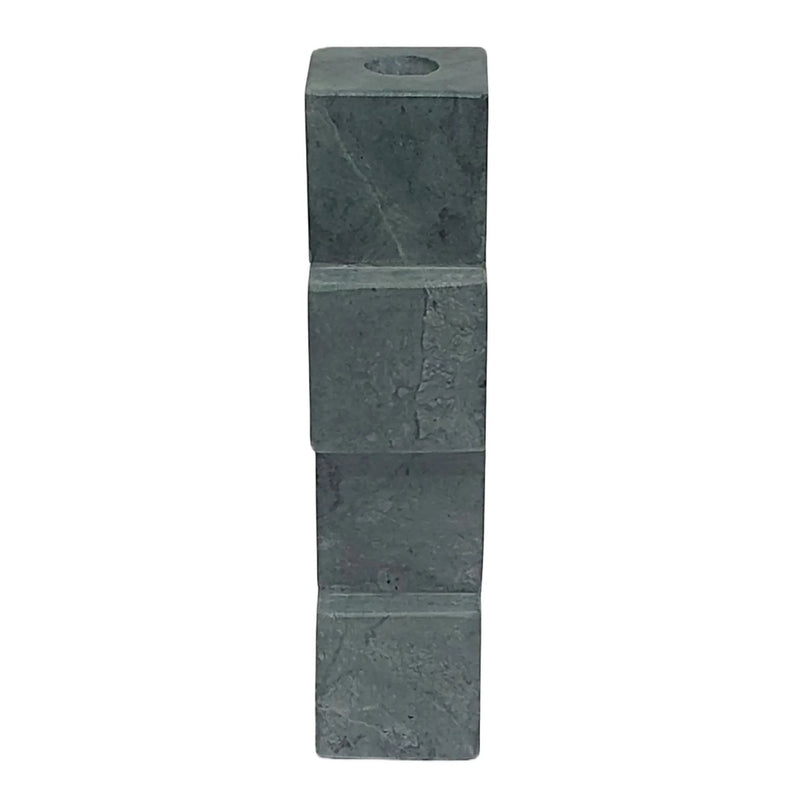 8x3" Stacked Cube Marble Taper Holder, Green - Al Rugaib Furniture