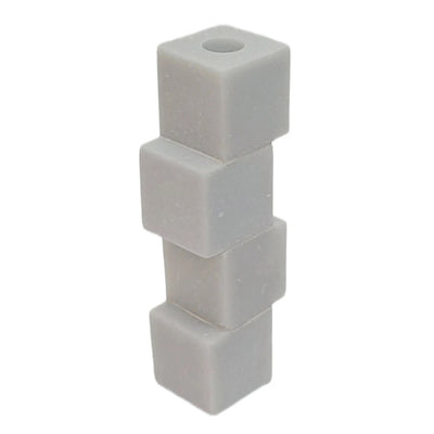 8x3" Stacked Cube Marble Taper Holder, White - Al Rugaib Furniture