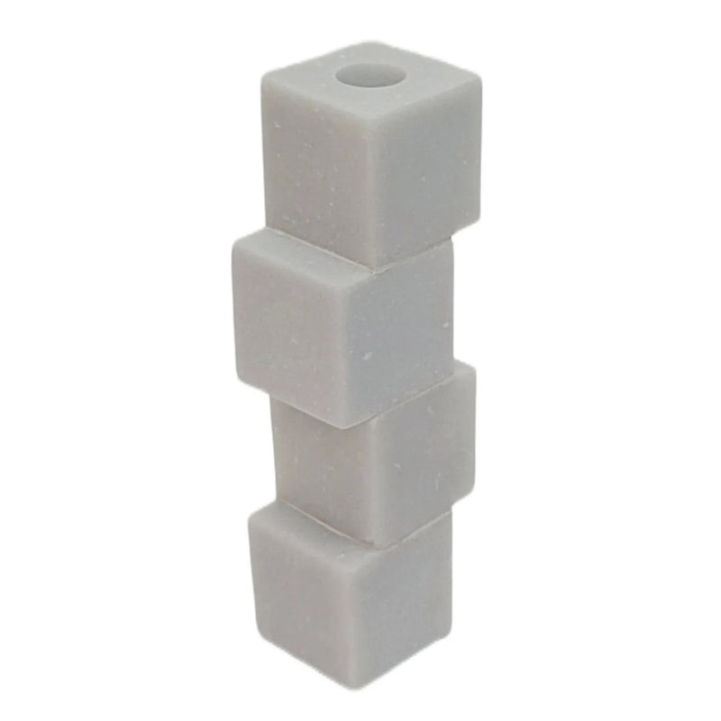 8x3" Stacked Cube Marble Taper Holder, White - Al Rugaib Furniture