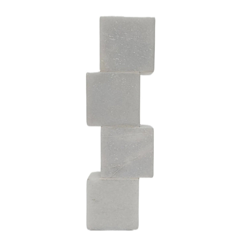 8x3" Stacked Cube Marble Taper Holder, White - Al Rugaib Furniture