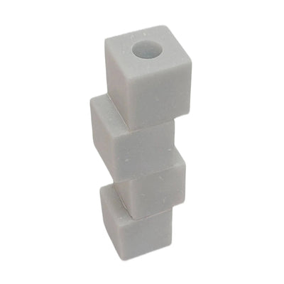 8x3" Stacked Cube Marble Taper Holder, White - Al Rugaib Furniture