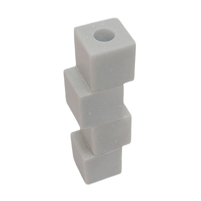 8x3" Stacked Cube Marble Taper Holder, White - Al Rugaib Furniture