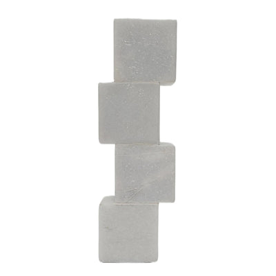 8x3" Stacked Cube Marble Taper Holder, White - Al Rugaib Furniture