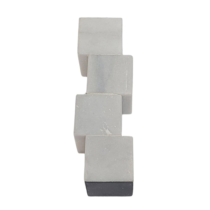 8x3" Stacked Cube Marble Taper Holder, White - Al Rugaib Furniture