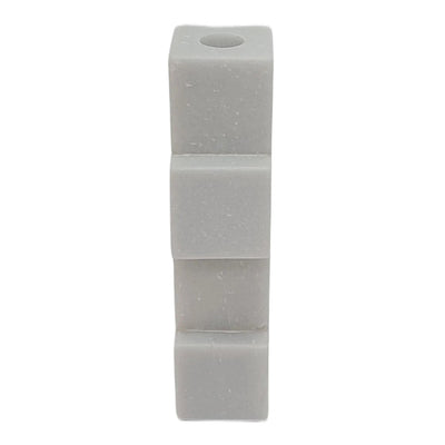 8x3" Stacked Cube Marble Taper Holder, White - Al Rugaib Furniture