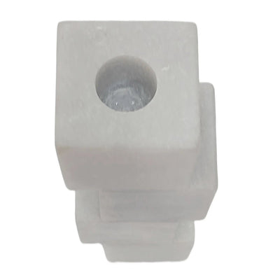 8x3" Stacked Cube Marble Taper Holder, White - Al Rugaib Furniture