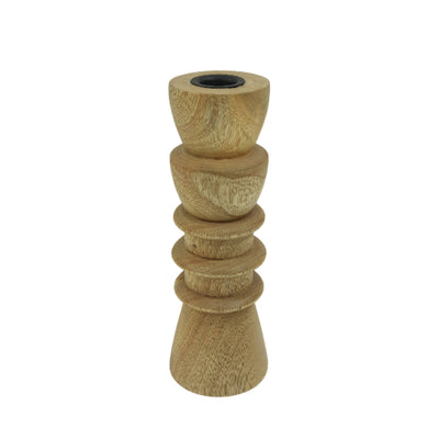 8x3" Wood Totem Taper Holder, Natural - Al Rugaib Furniture
