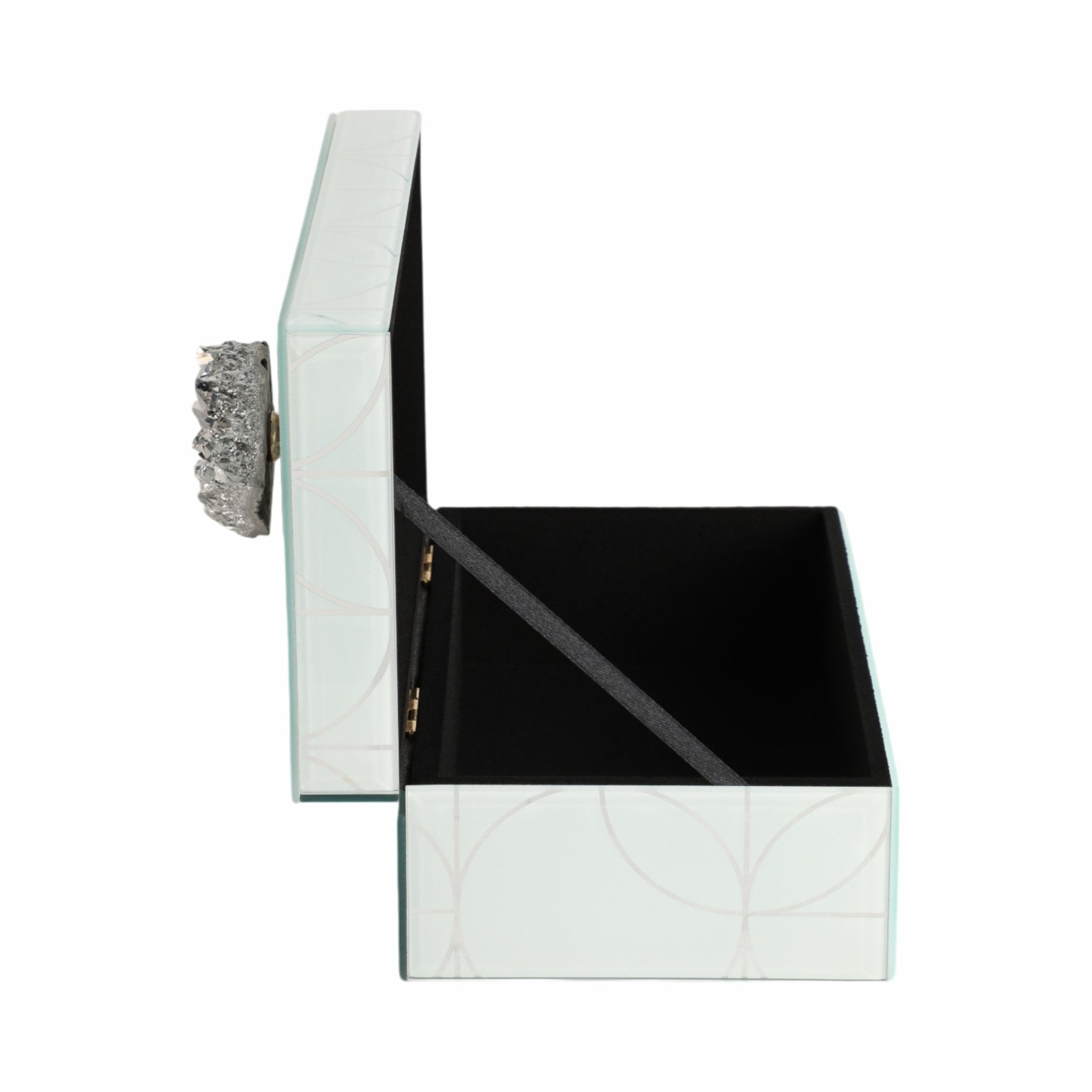 8x5" Sparkly Geo Glass Box Stone Top, Silver Table Decors| Sagebrook Home