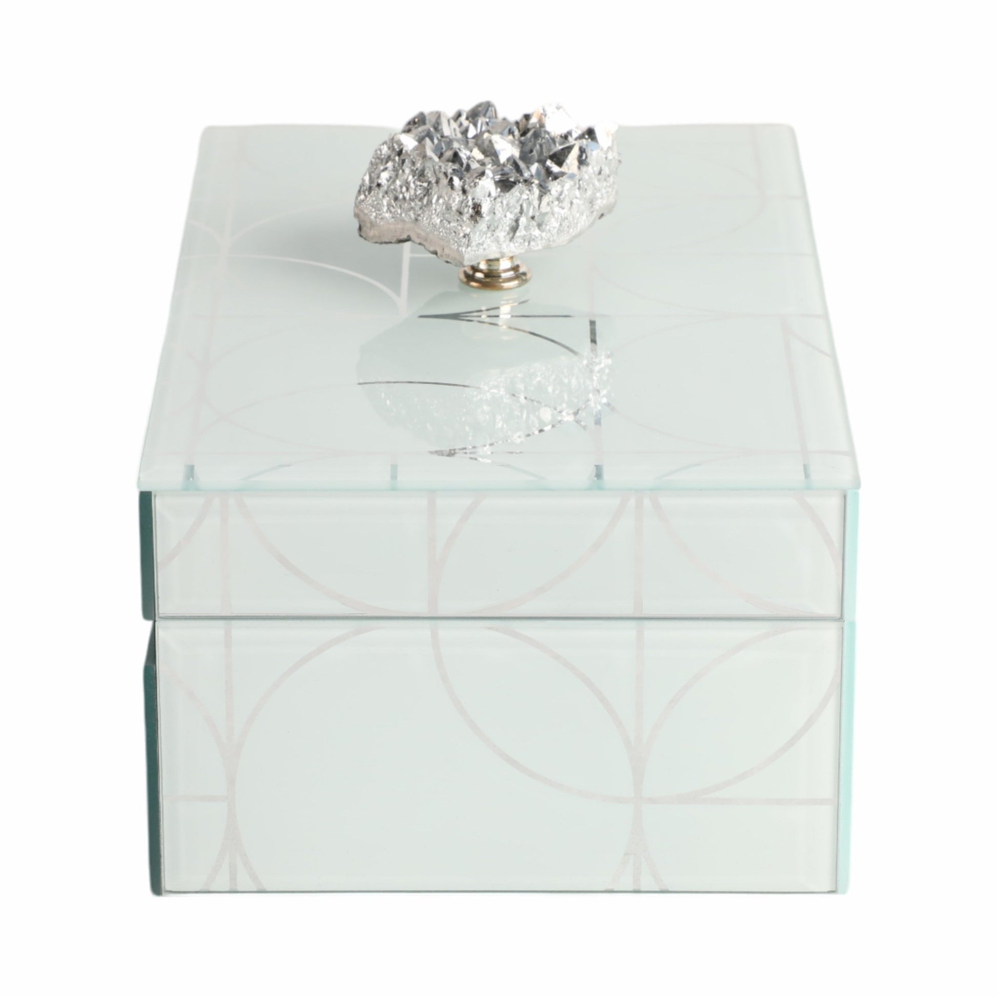 8x5" Sparkly Geo Glass Box Stone Top, Silver Table Decors| Sagebrook Home