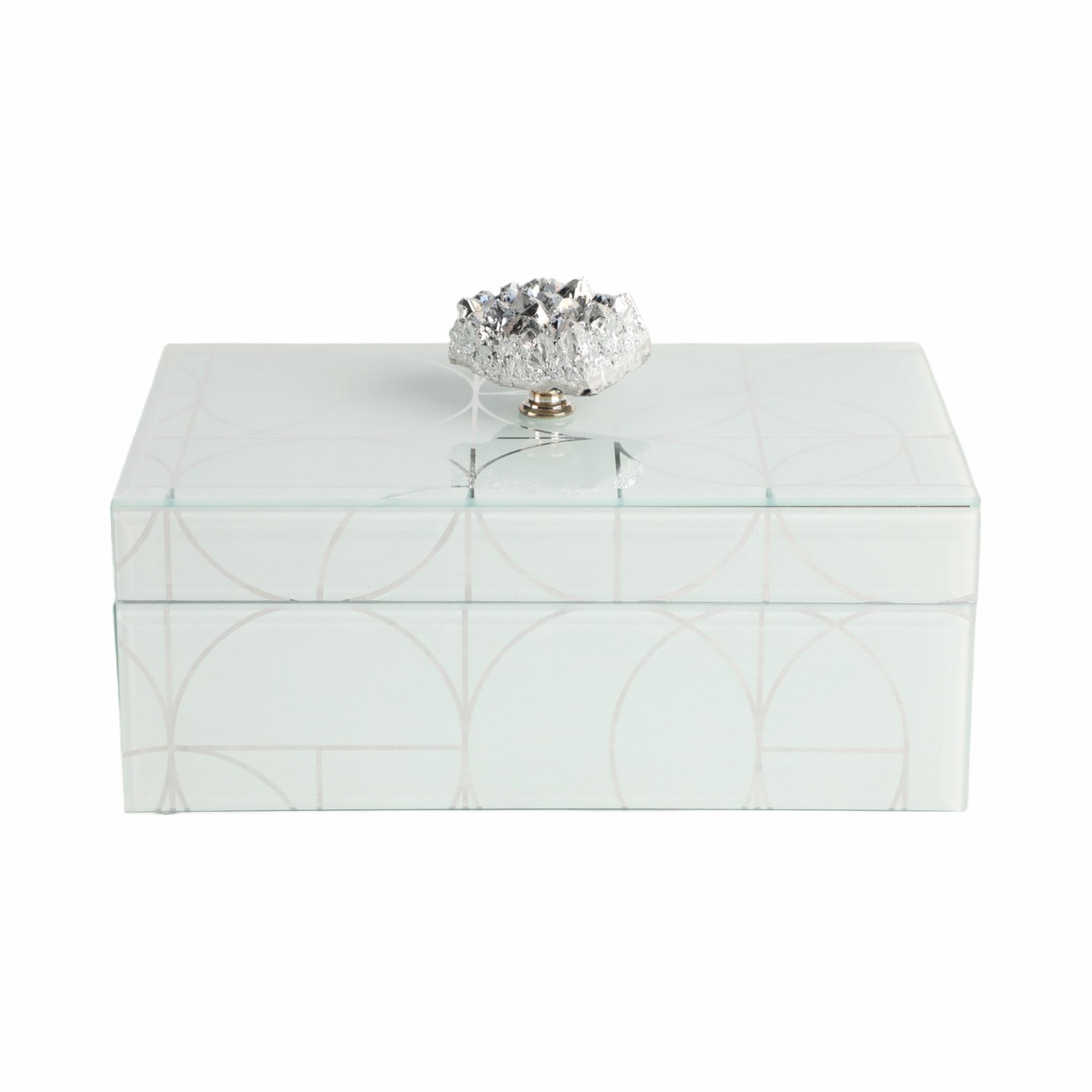 8x5" Sparkly Geo Glass Box Stone Top, Silver Table Decors| Sagebrook Home