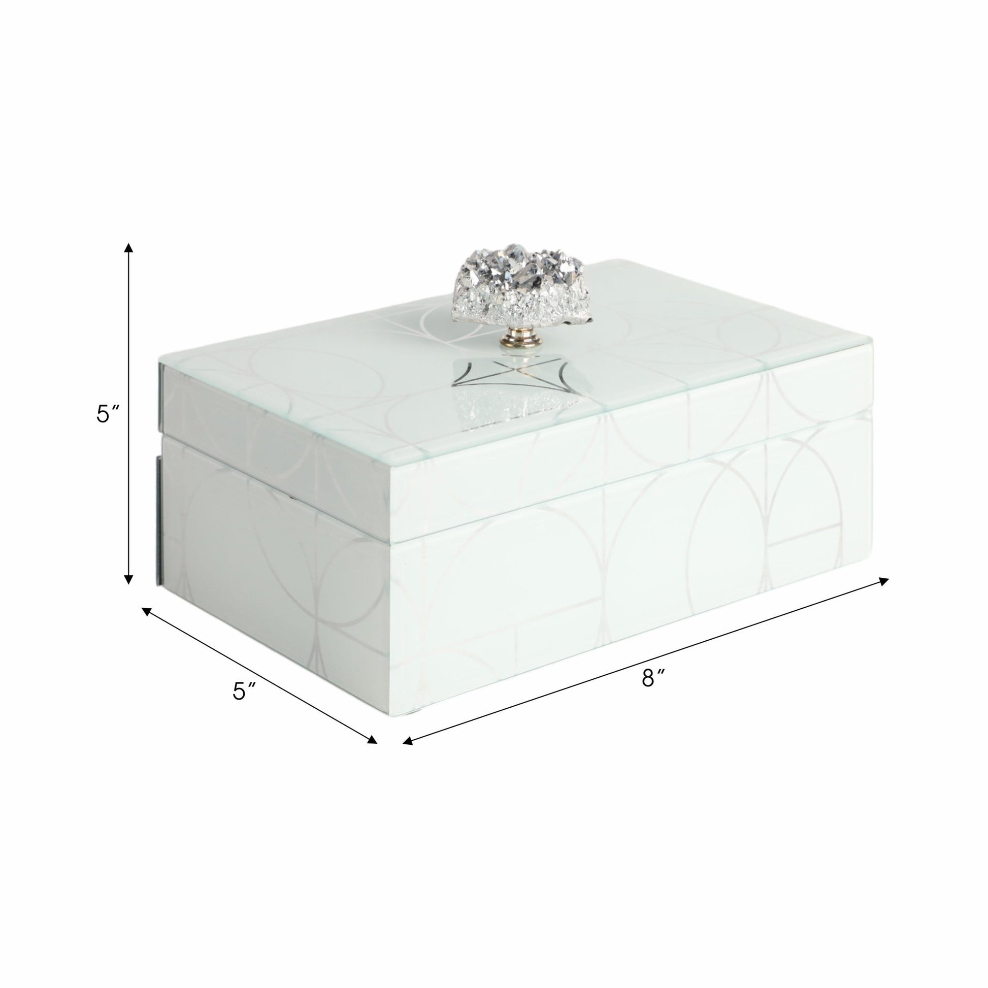 8x5" Sparkly Geo Glass Box Stone Top, Silver Table Decors| Sagebrook Home