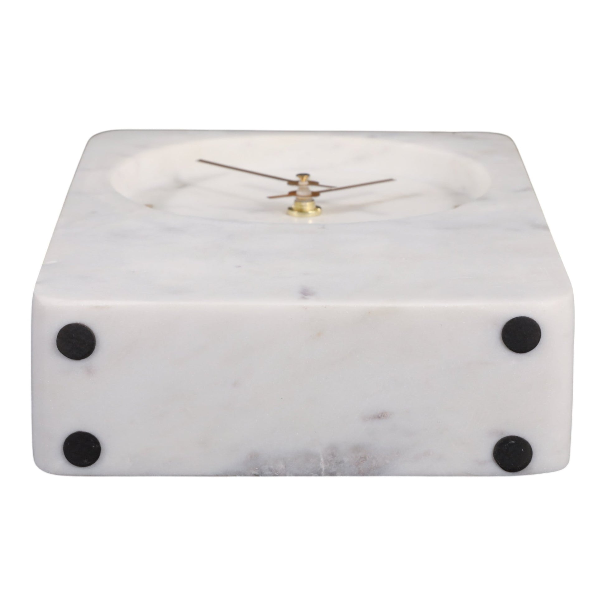 8x6" Marble Clock With Brass Details, White Clocks| Sagebrook Home