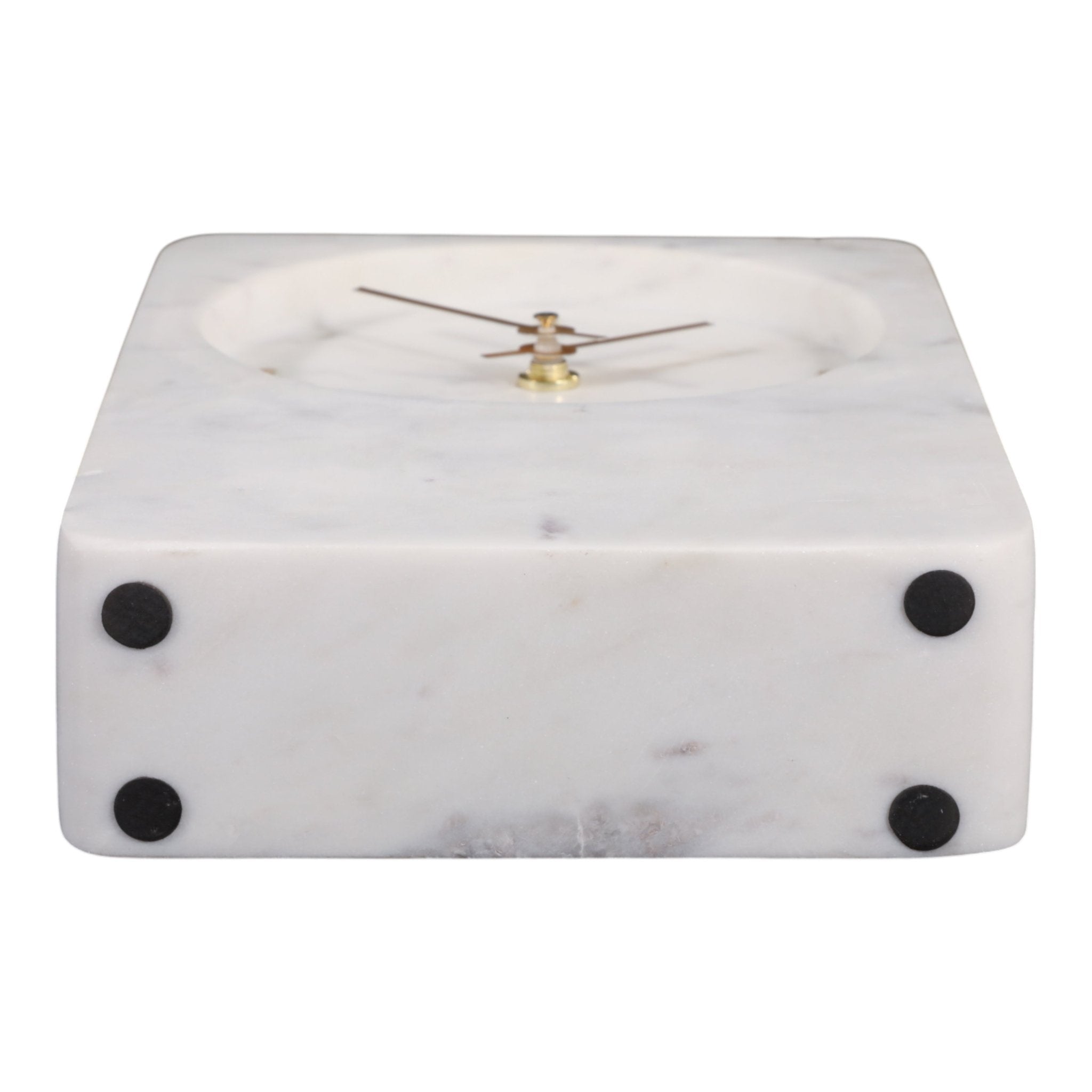 8x6" Marble Clock With Brass Details, White Clocks| Sagebrook Home