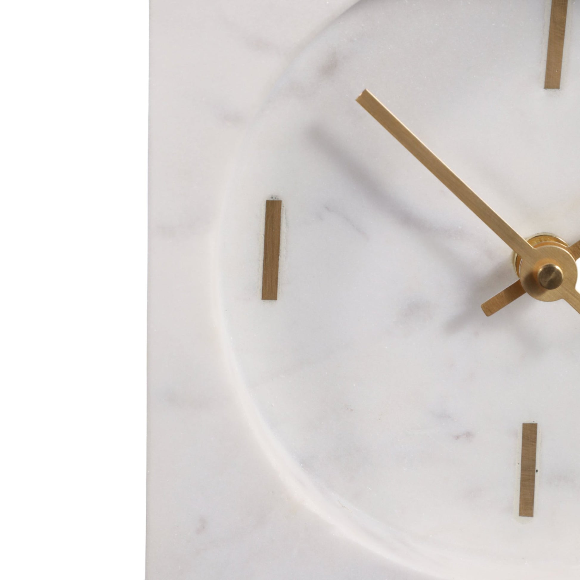 8x6" Marble Clock With Brass Details, White Clocks| Sagebrook Home