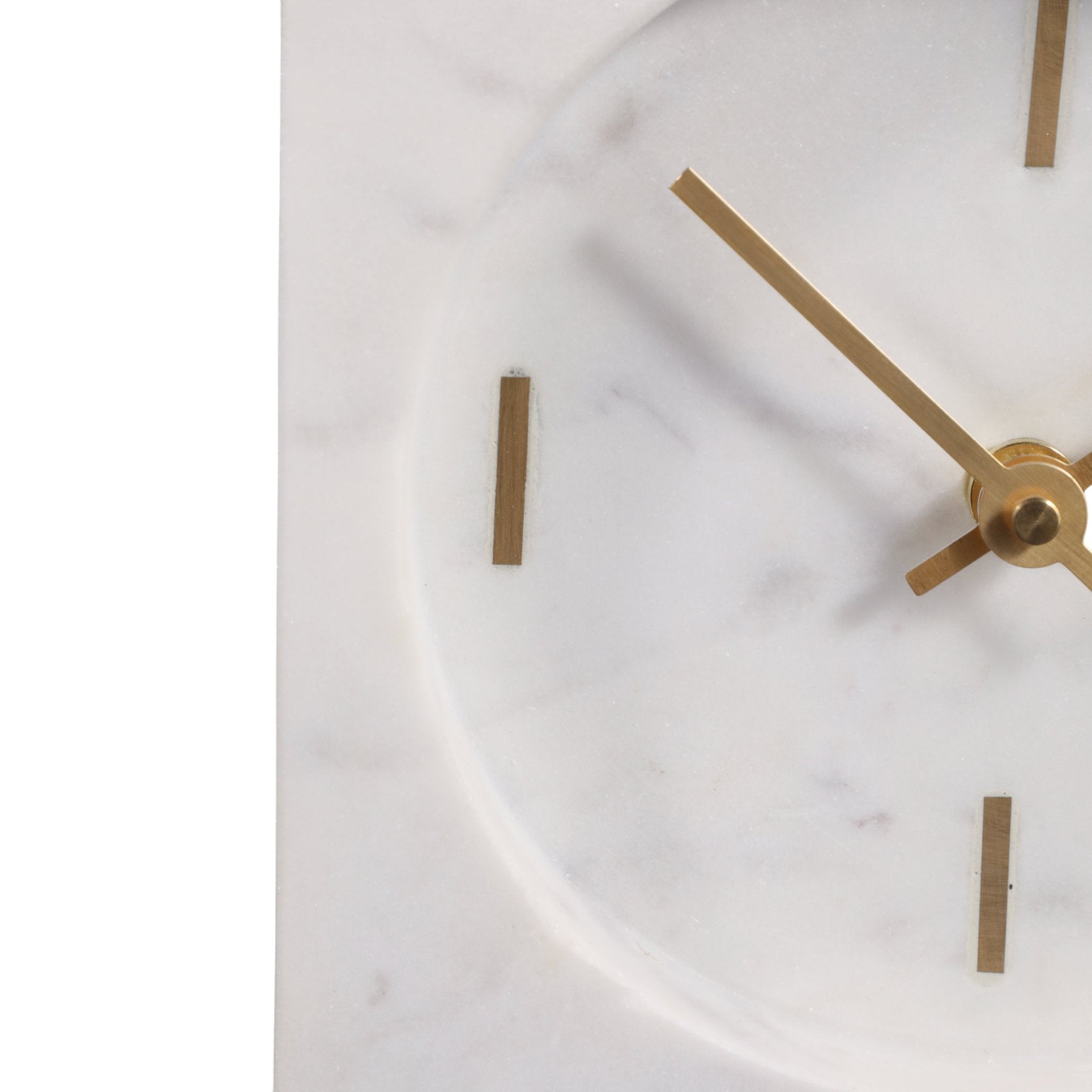 8x6" Marble Clock With Brass Details, White Clocks| Sagebrook Home