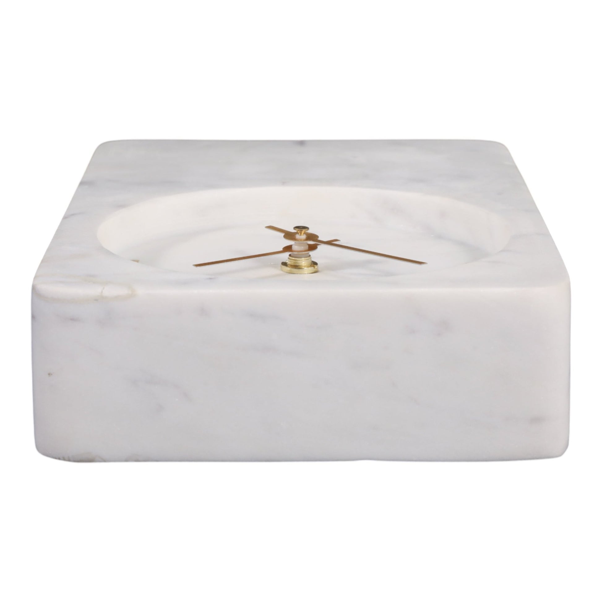 8x6" Marble Clock With Brass Details, White Clocks| Sagebrook Home