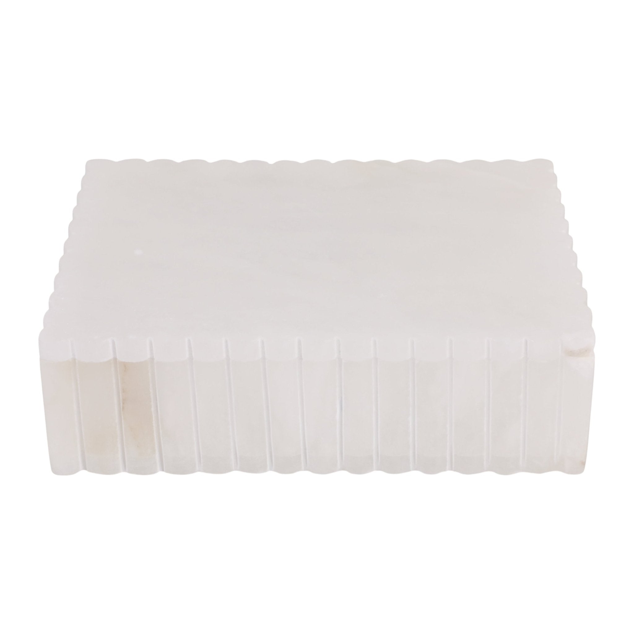 8x6" Ribbed Alabaster Box, White Box| Sagebrook Home