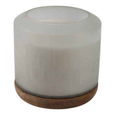 8x8" 105 Oz Starry Sky Wood Base Candle, White/nat - Al Rugaib Furniture