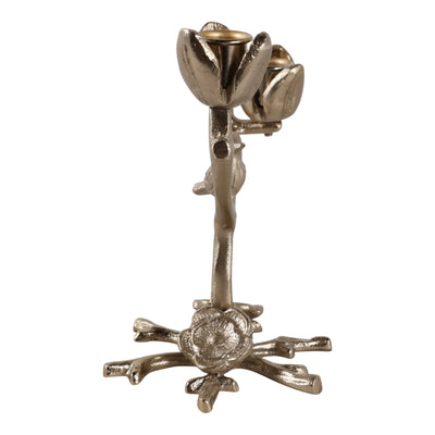 8x8" Bird On Twig 2 - taper Holder, Champagne - Al Rugaib Furniture