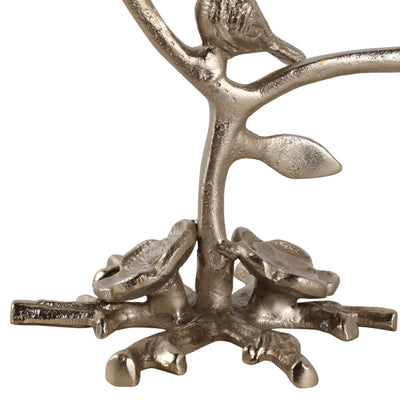 8x8" Bird On Twig 2 - taper Holder, Champagne - Al Rugaib Furniture